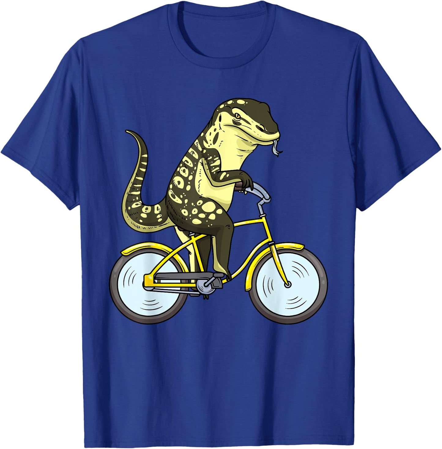 Asian Water Monitor Lizard On Bike Reptile Cyclist T-Shirt - T-Shirt | Royal