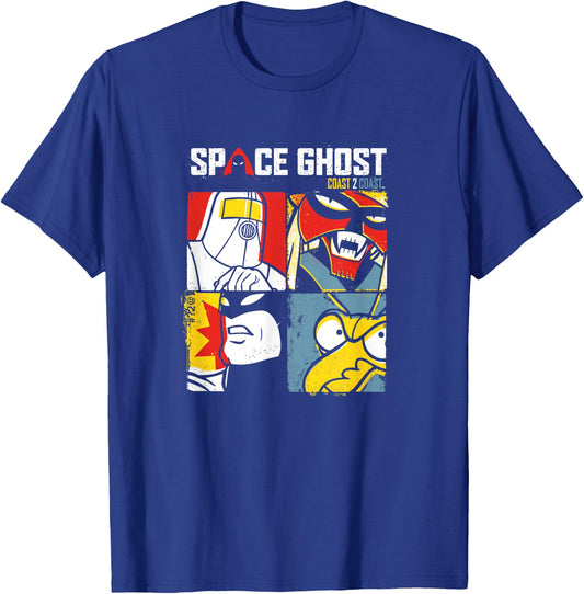 Space Ghost Coast to Coast Vintage Villains Faded Box Ups T-Shirt - T-Shirt | Royal
