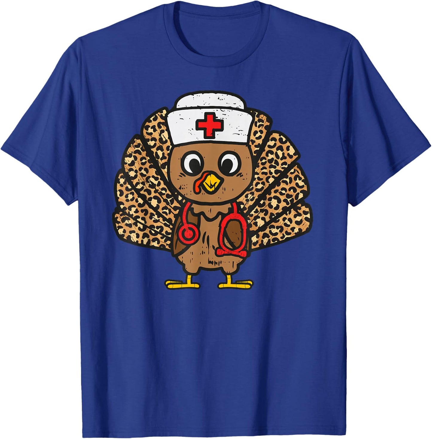 Turkey Nurse Stethoscope Thanksgiving Nurse Turkey Autumn T-Shirt - T-Shirt | Royal