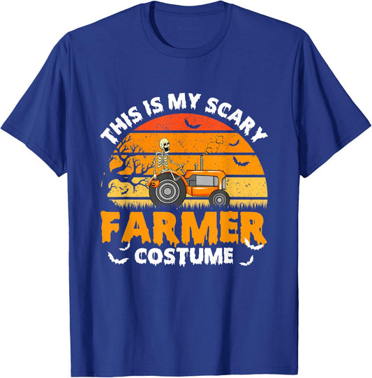 Funny Skeleton This Is My Scary Farmer Halloween Costume T-Shirt - T-Shirt | Royal