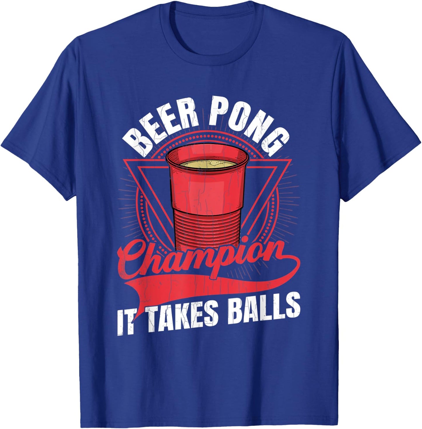 Beer Pong Champion Funny Sports Lover Player Graphic T-Shirt - T-Shirt | Royal