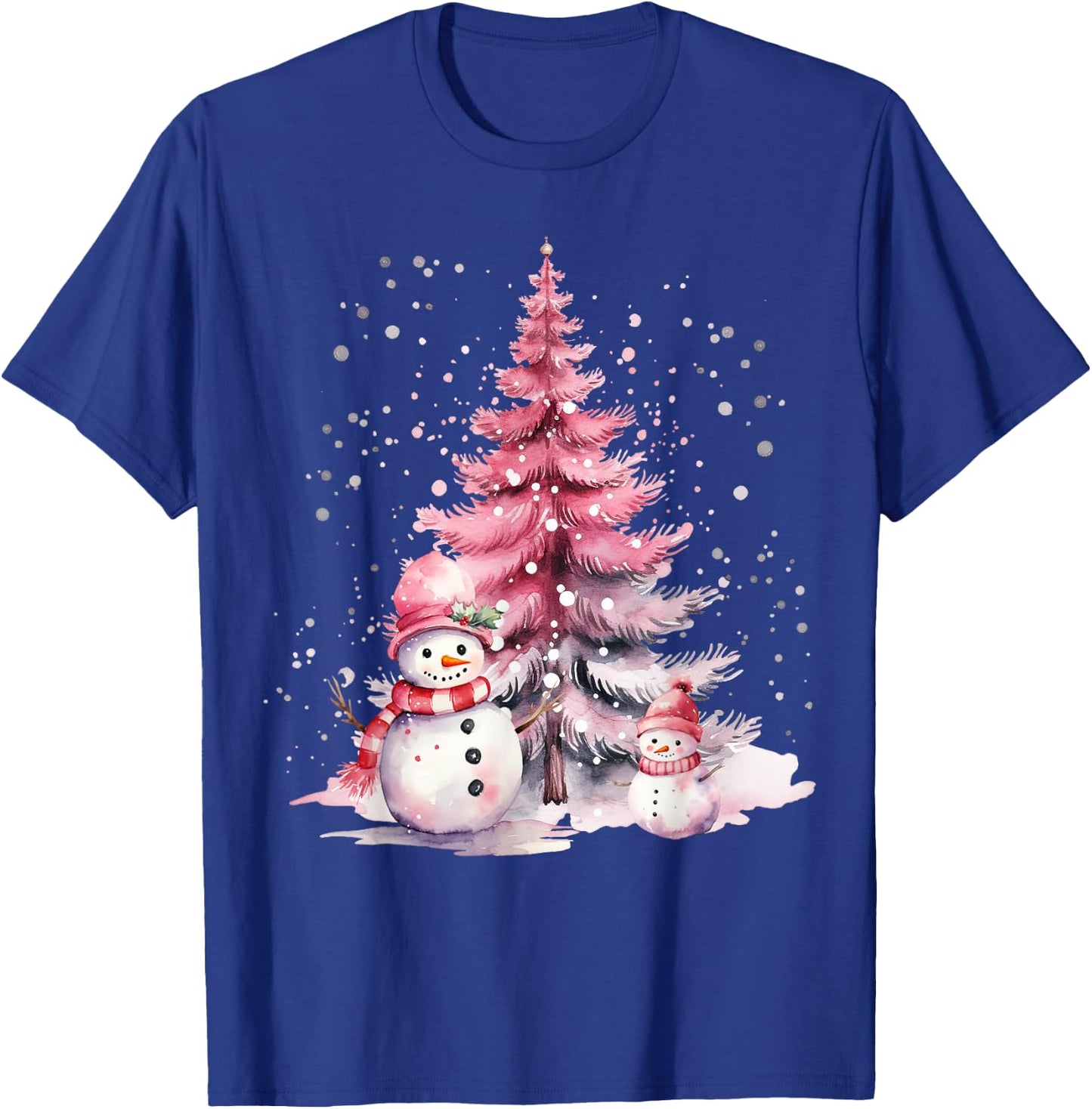 Pink Christmas Winter Snow Snowman Pastel Winter Wonderland T-Shirt - T-Shirt | Royal