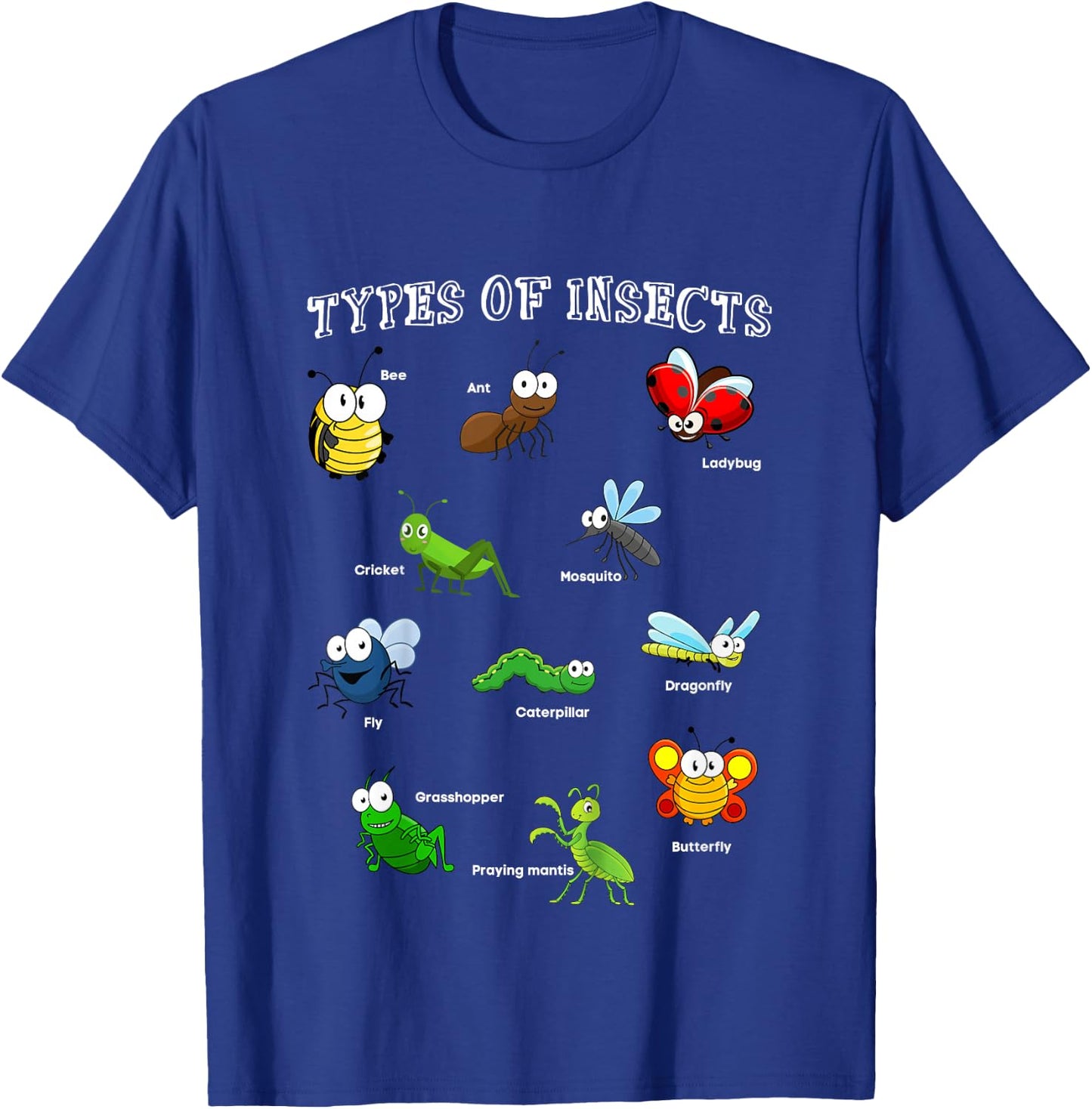 Types Of Insects Bug Identification Science Educational T-Shirt - T-Shirt | Royal