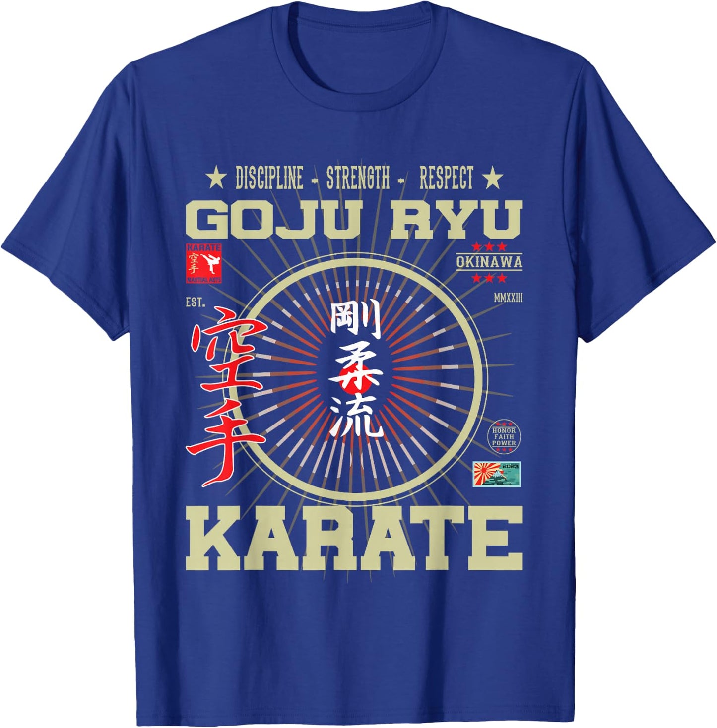 Goju Ryu Kanji Design for Karateka and Martial Arts Fans T-Shirt - T-Shirt | Royal