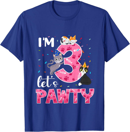 3rd Birthday Girl Cute Cat Outfit 3 Years Old Bday Party T-Shirt - T-Shirt | Royal