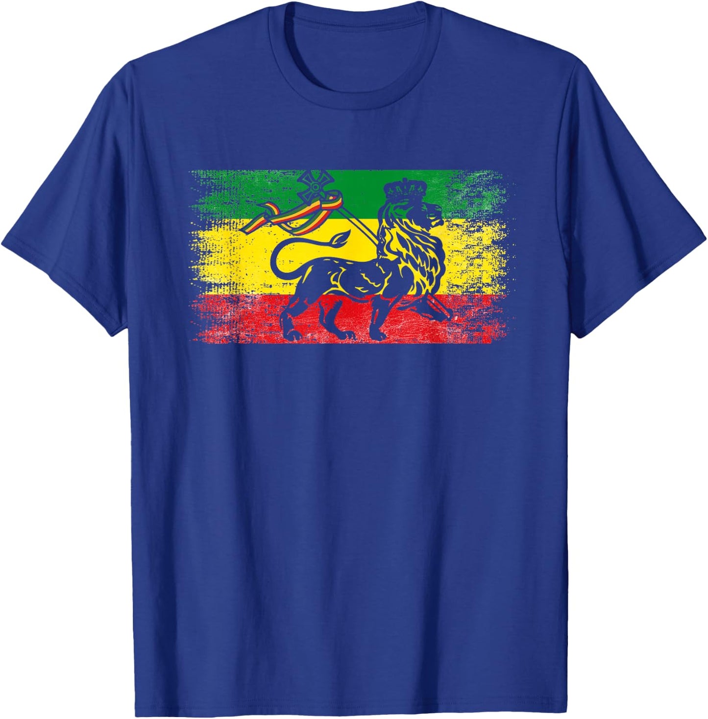 Lion of Judah Rasta Ethiopian Reggae Old Ethiopia Flag Fan T-Shirt - T-Shirt | Royal