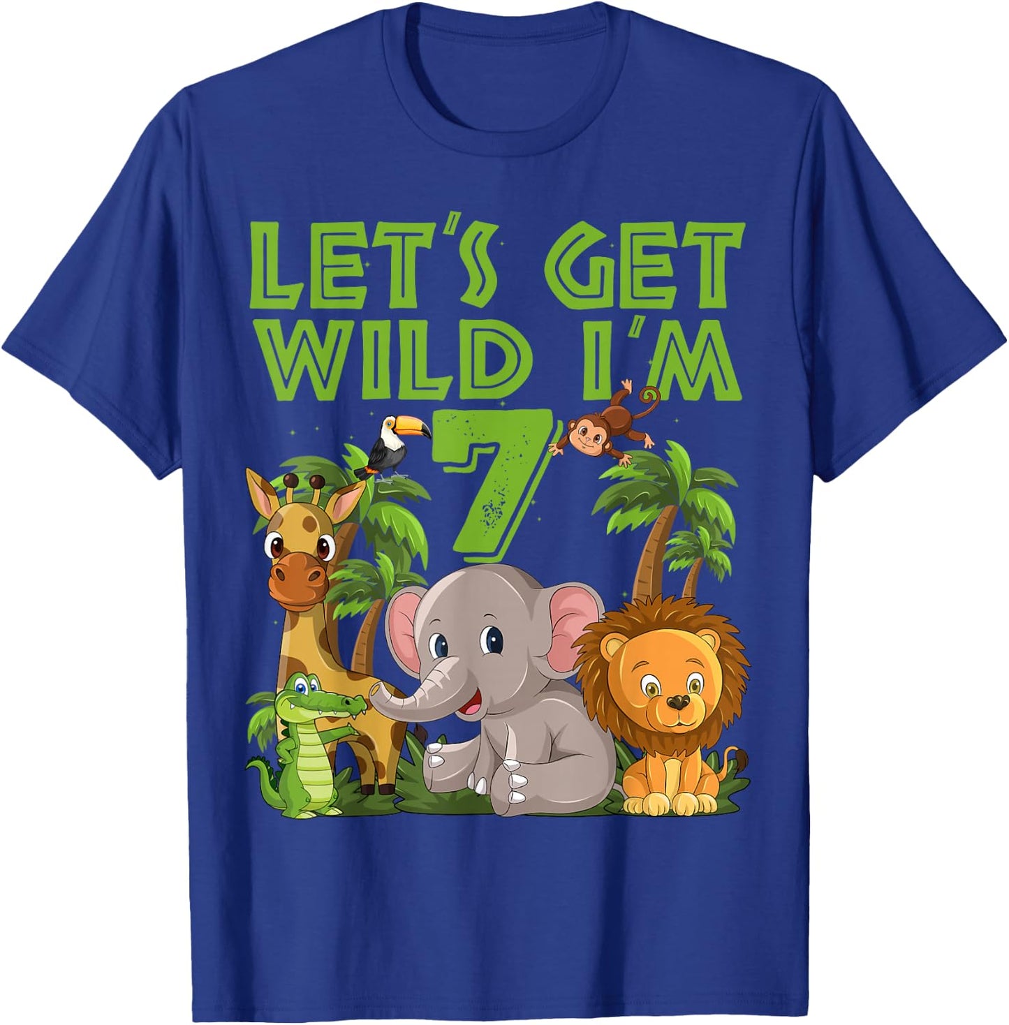 7 Year Old Zoo Birthday Safari Jungle Animal 7th B-day T-Shirt - T-Shirt | Royal