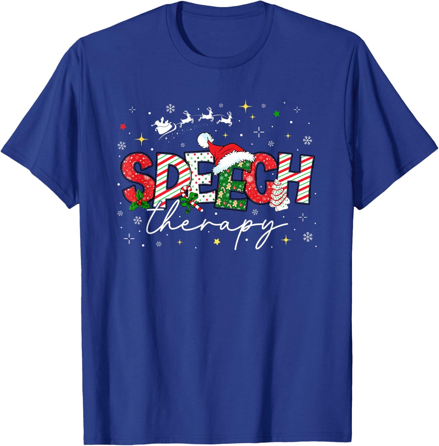 Speech Therapy Christmas Vintage Speech Language Pathologist T-Shirt - T-Shirt | Royal