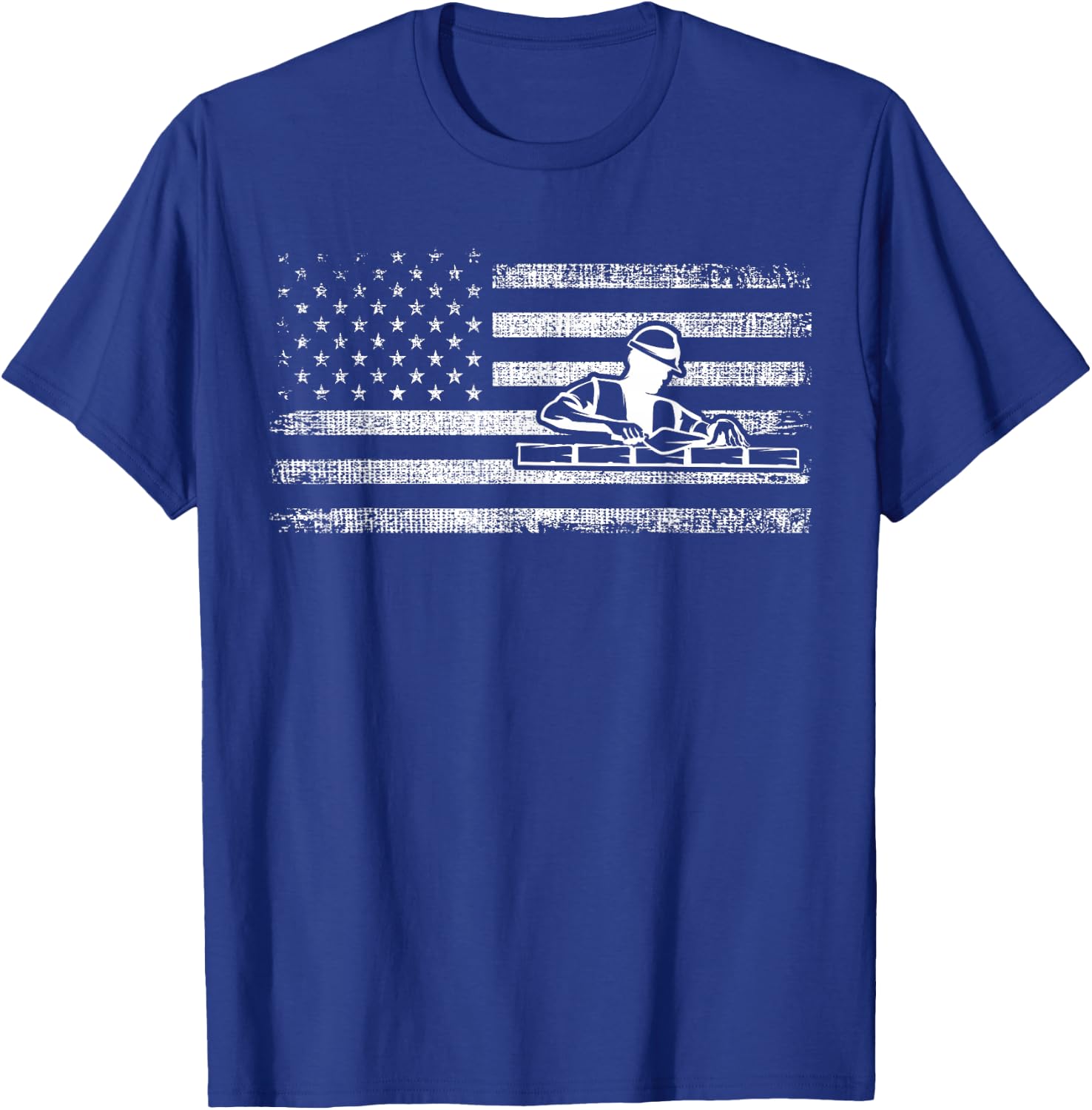 Brick Mason Patriotic American Flag Bricklayer Builder T-Shirt - T-Shirt | Royal