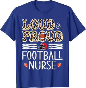 Leopard Loud & Proud American Football Nurse Women Men T-Shirt - T-Shirt | Royal