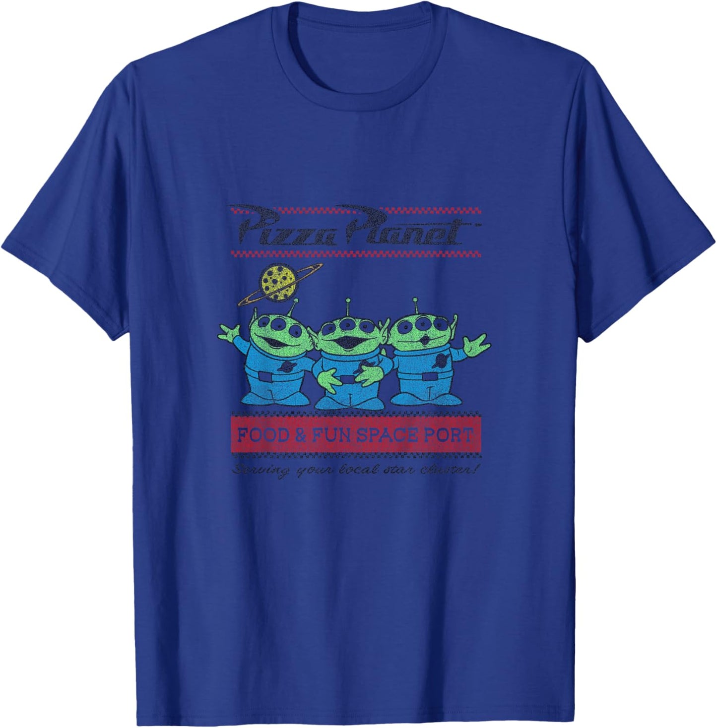 Kids Disney Pixar Toy Story Pizza Planet Aliens Vintage Youth T-Shirt - T-Shirt | Royal