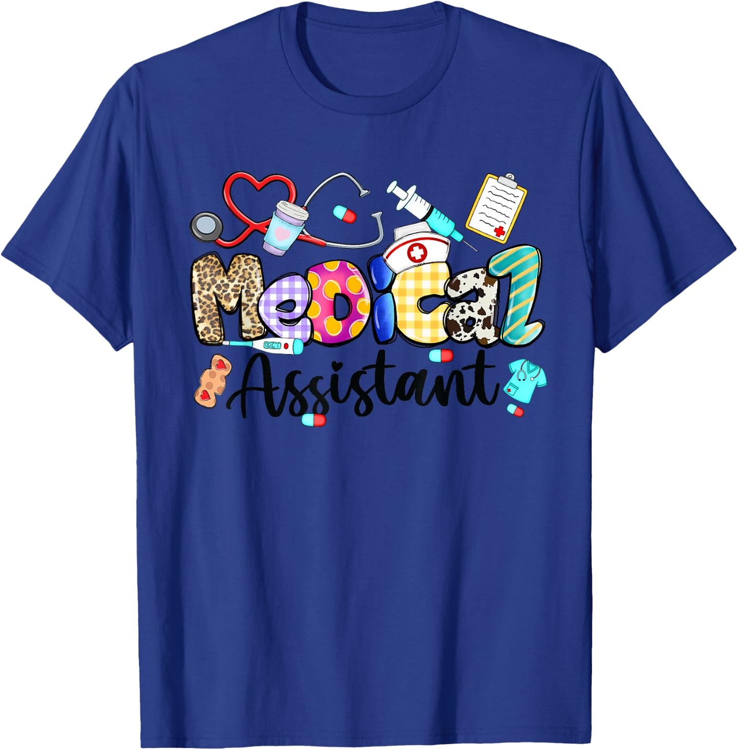 Medical Assistant Stethoscope Leopard Medical Assistant Life T-Shirt - T-Shirt | Royal