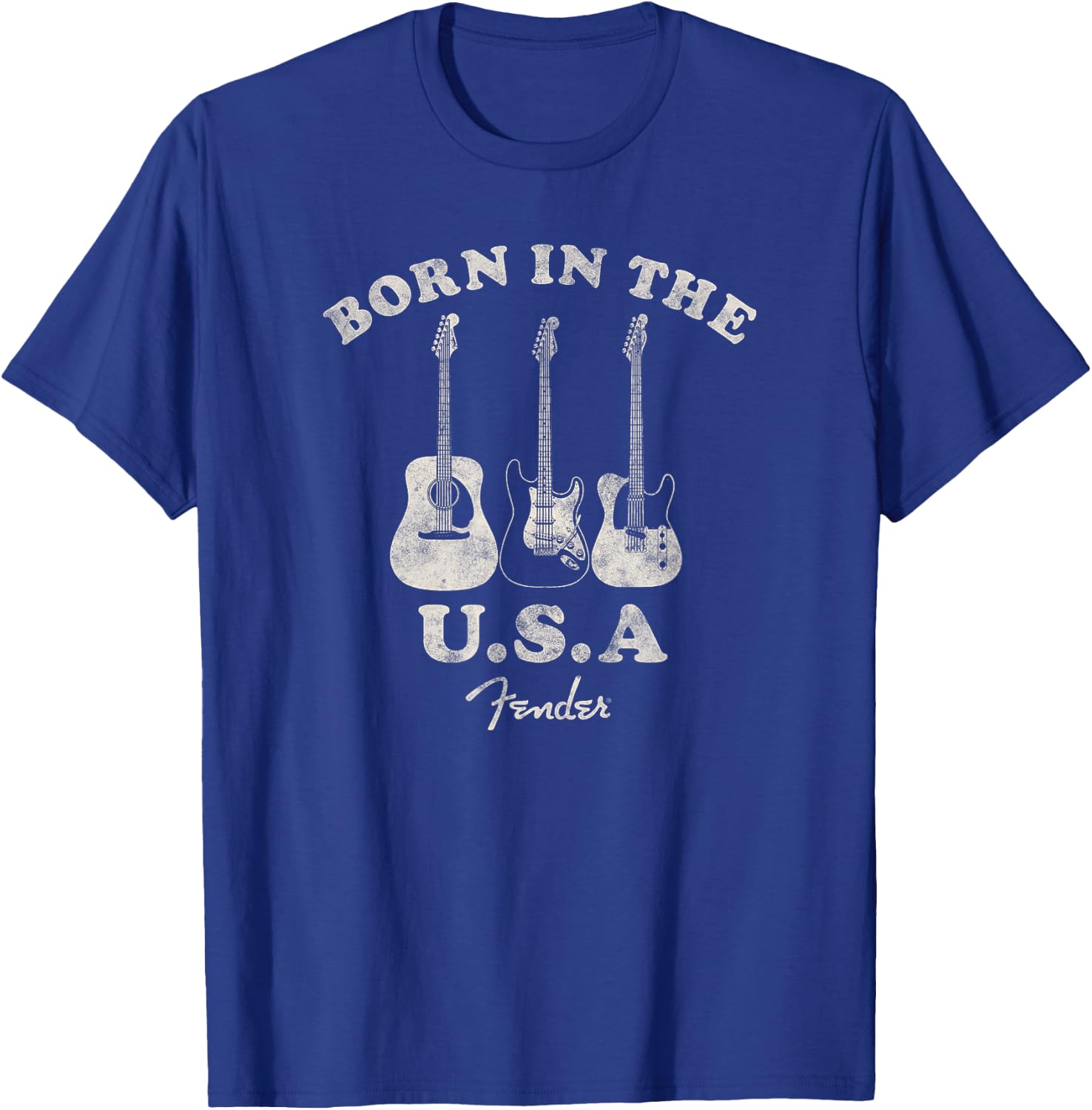 Fender Guitar Born in the USA Centered T-Shirt - T-Shirt | Royal