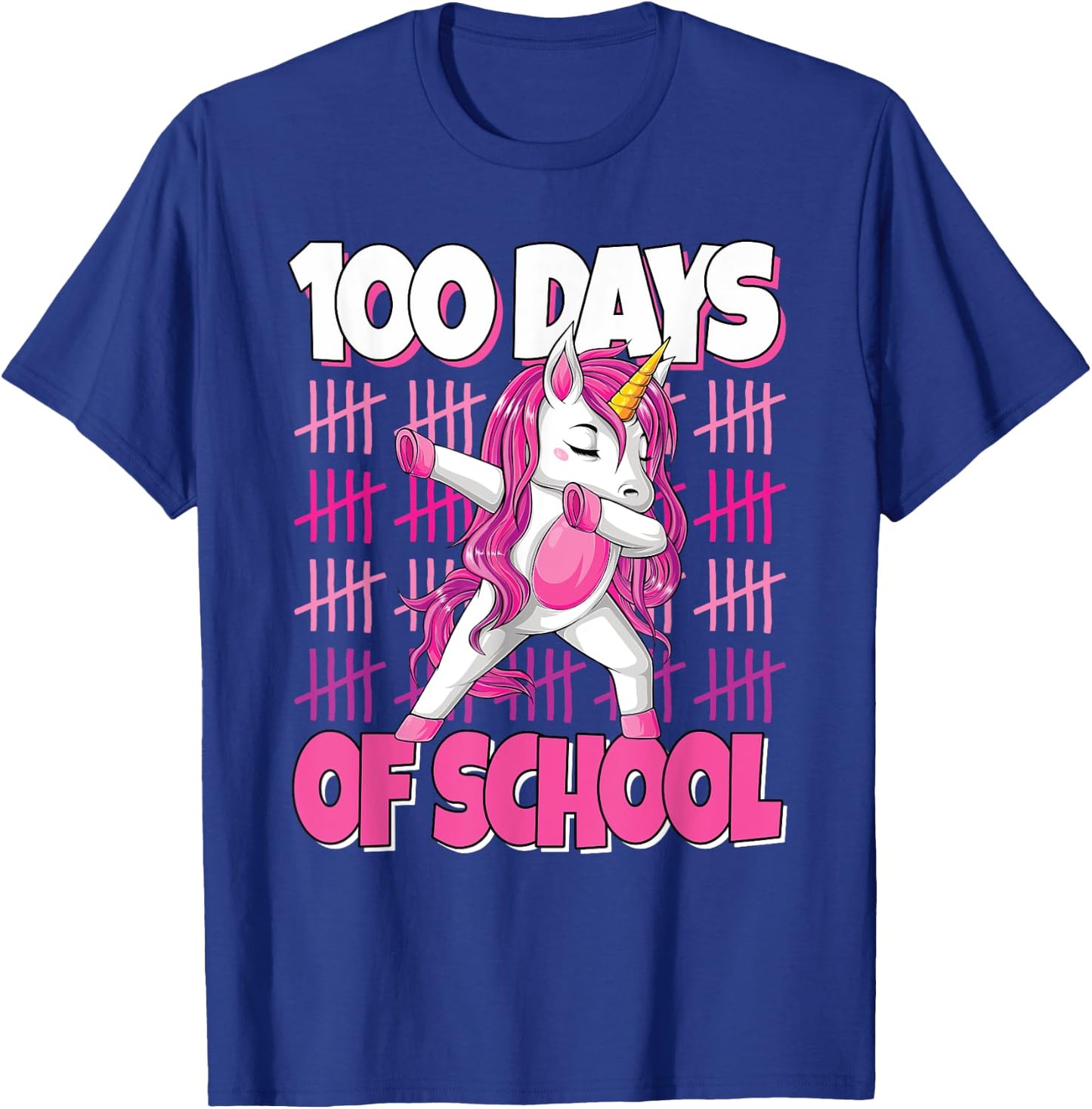 100 Days Of School Dabbing Unicorn 100th Day Of School Girls T-Shirt - T-Shirt | Royal
