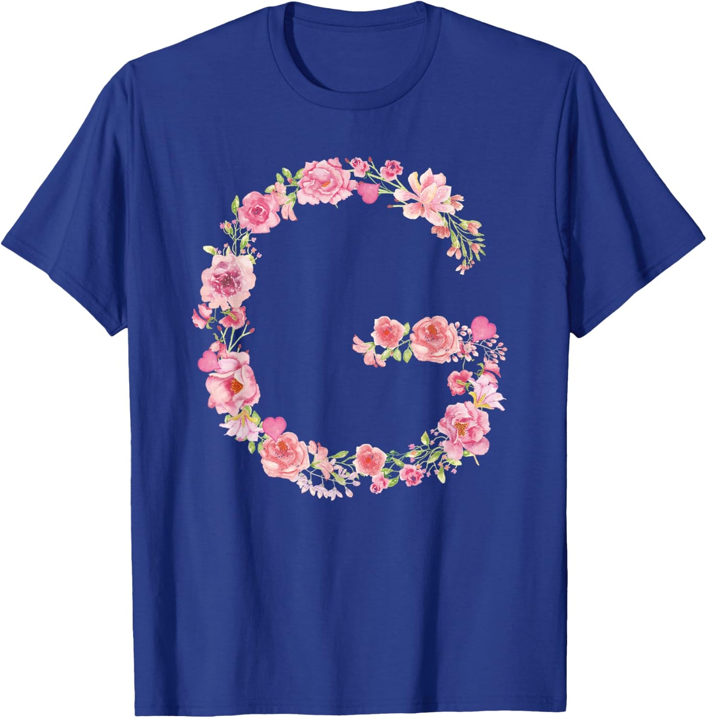 Cool Initial Alphabet Monogram Flowers Gifts Floral Letter G T-Shirt - T-Shirt | Royal