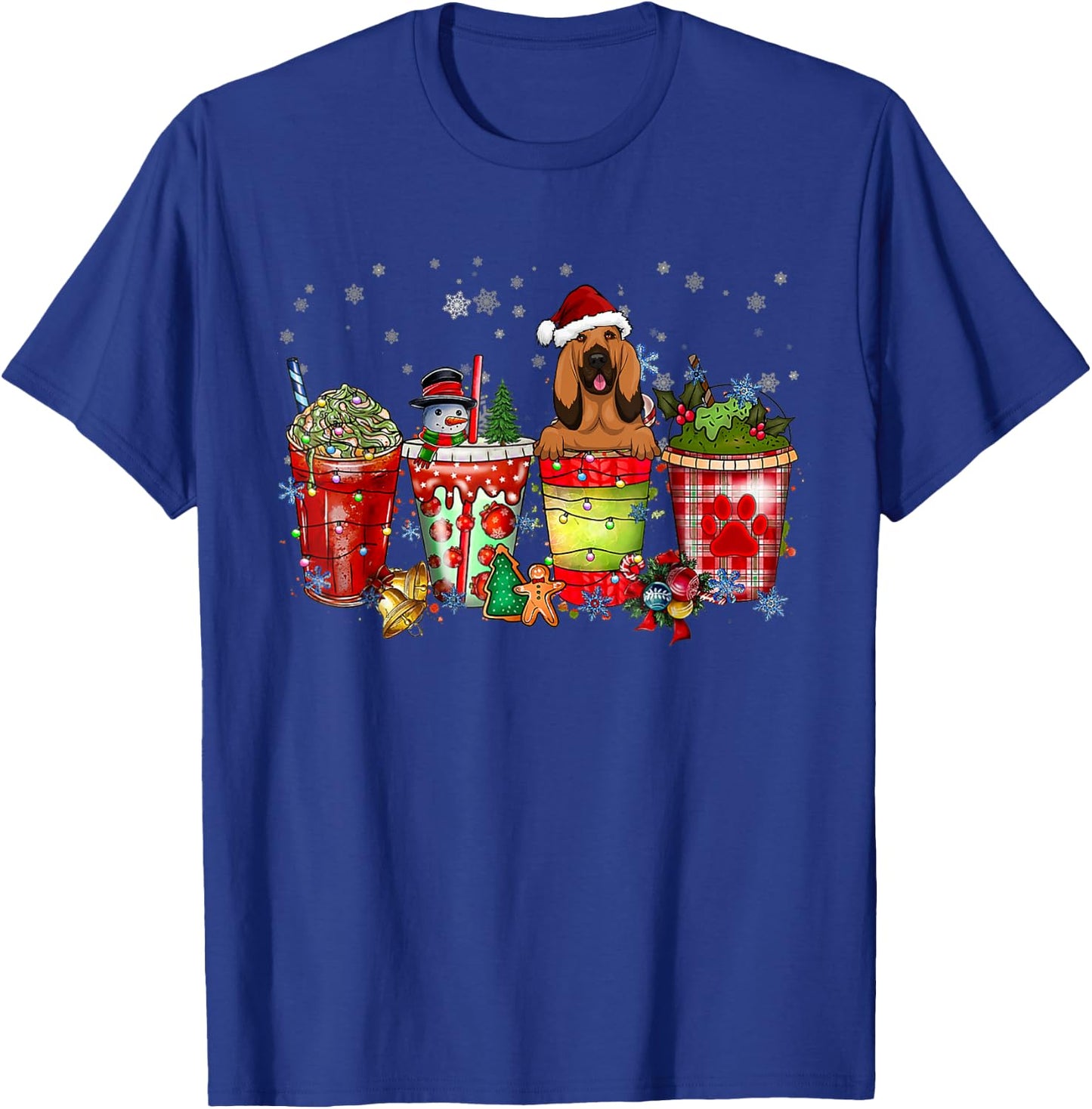 Cute Blood Hound Dog Christmas Coffee Pajamas Xmas T-Shirt - T-Shirt | Royal