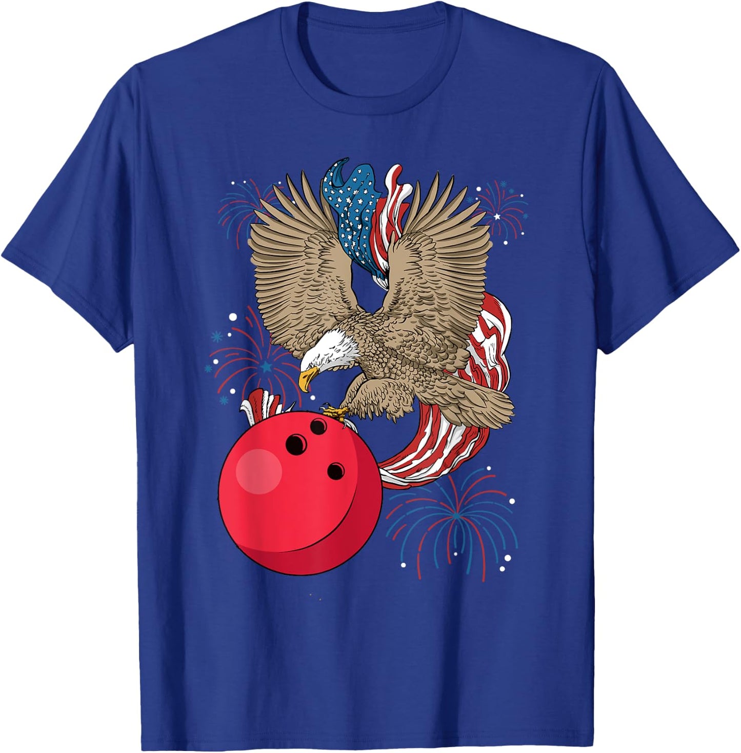 Bowling 4th Of July Eagle USA Flag America Bowling Player T-Shirt - T-Shirt | Royal