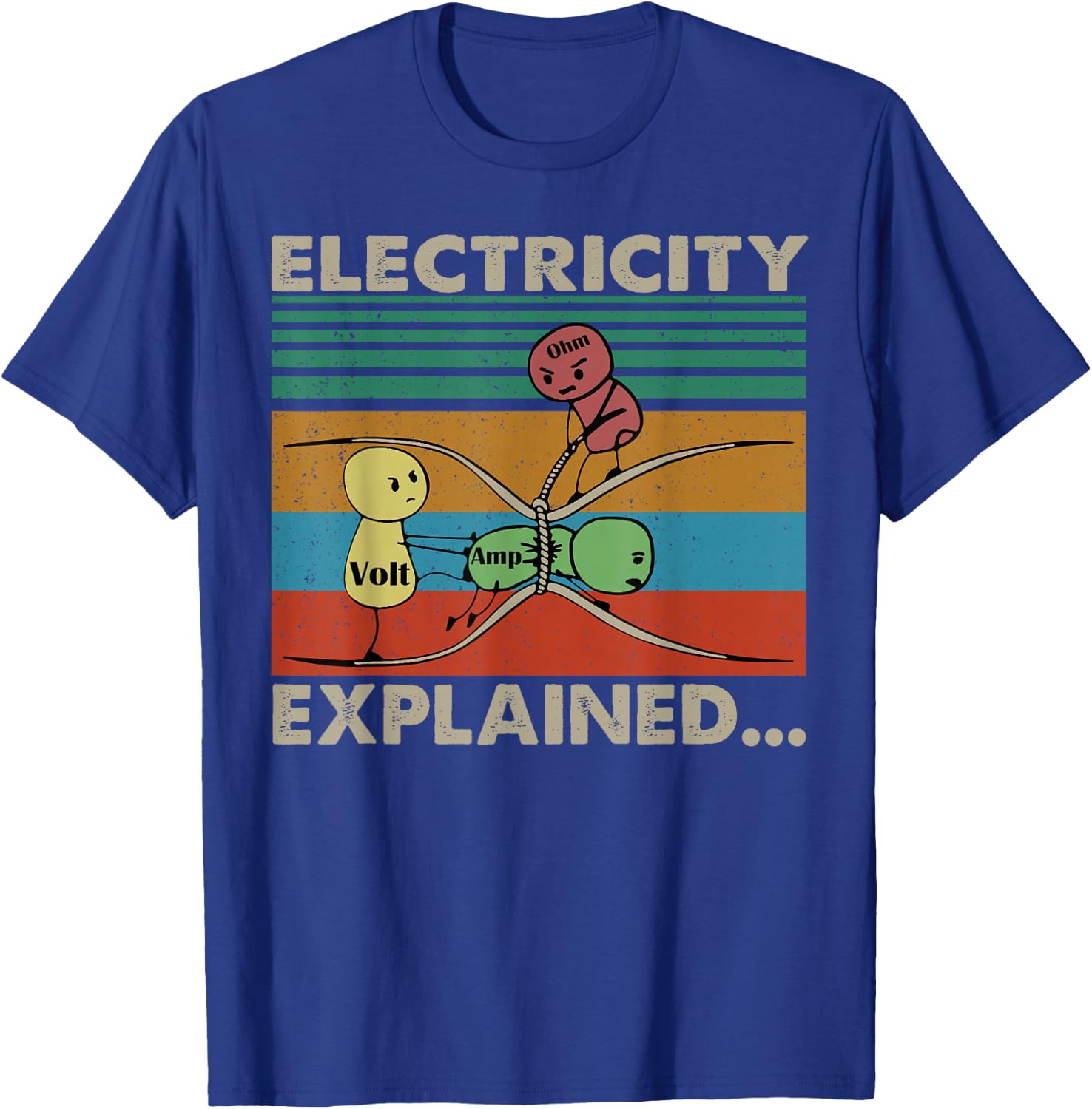 Electric Funny Ohm Volt Amp Electrical Retro Vintage T-Shirt - T-Shirt | Royal