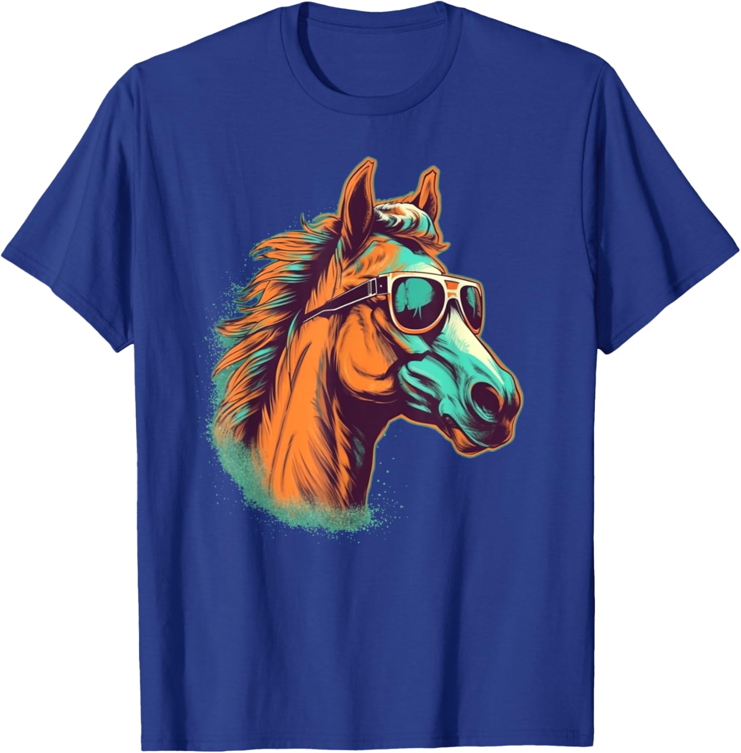 Funny looking Horse Face with Sunglasses T-Shirt - T-Shirt | Royal