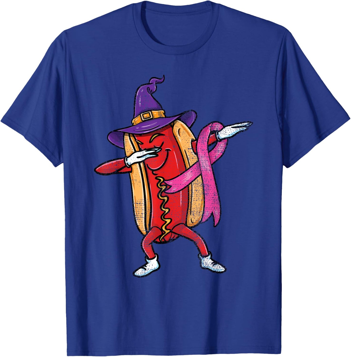 Dabbing Hot Dog Halloween Breast Cancer Awareness T-Shirt - T-Shirt | Royal