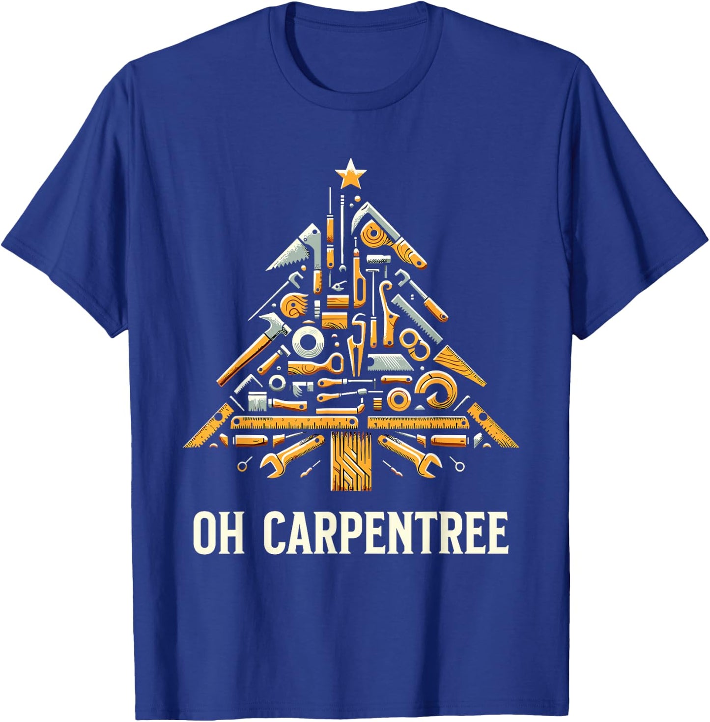 Funny Woodworking Woodworker Carpentry Christmas Tree T-Shirt - T-Shirt | Royal