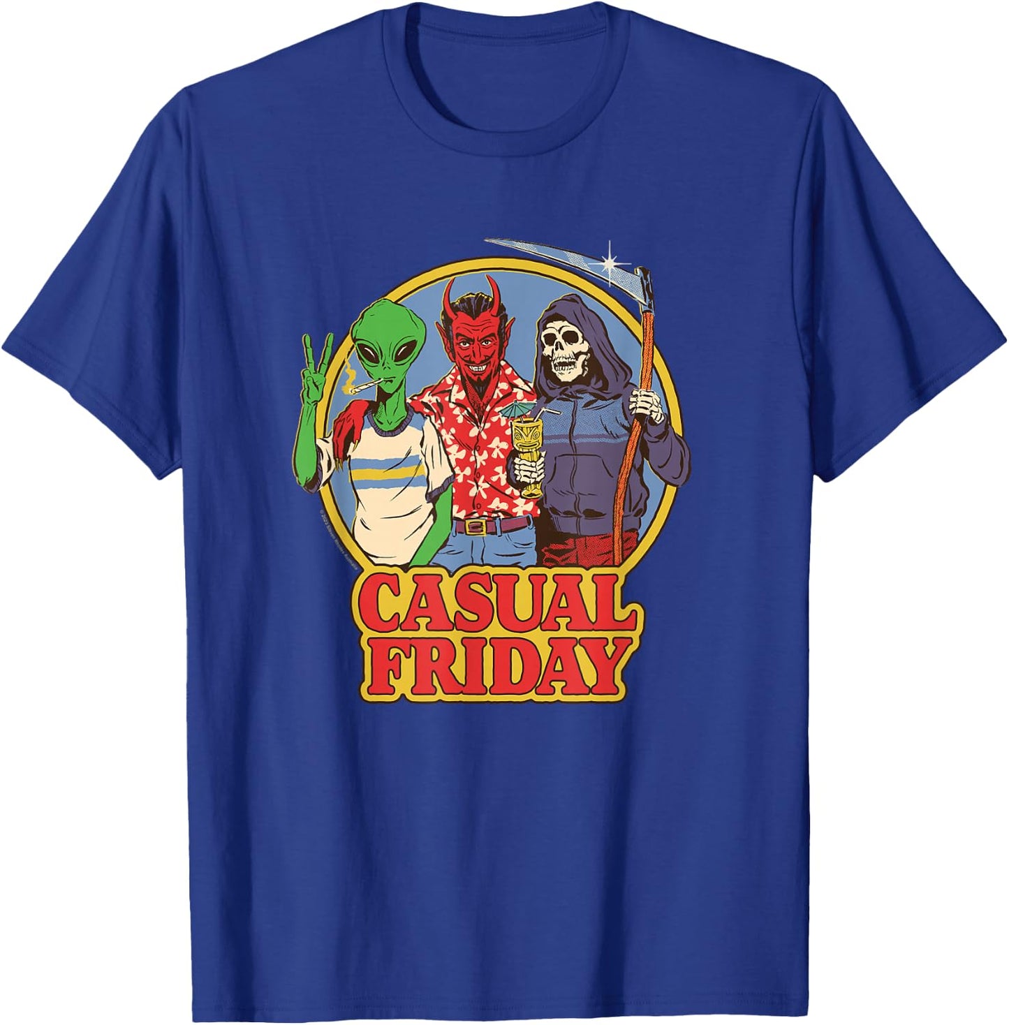 Steven Rhodes Casual Friday Alien Devil Retro Dark Humor T-Shirt - T-Shirt | Royal