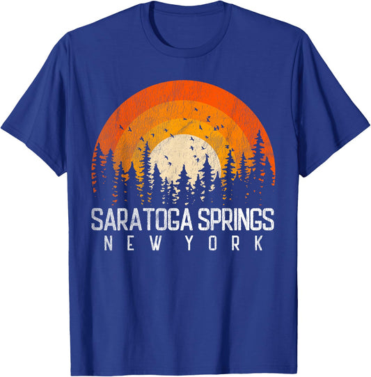 Saratoga Springs New York NY Shirt Retro Vintage 80s Gift T-Shirt - T-Shirt | Royal