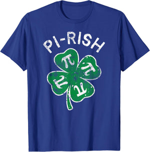 Pi-rish Lucky Clover St. Patrick's Day Distress T-Shirt - T-Shirt | Royal