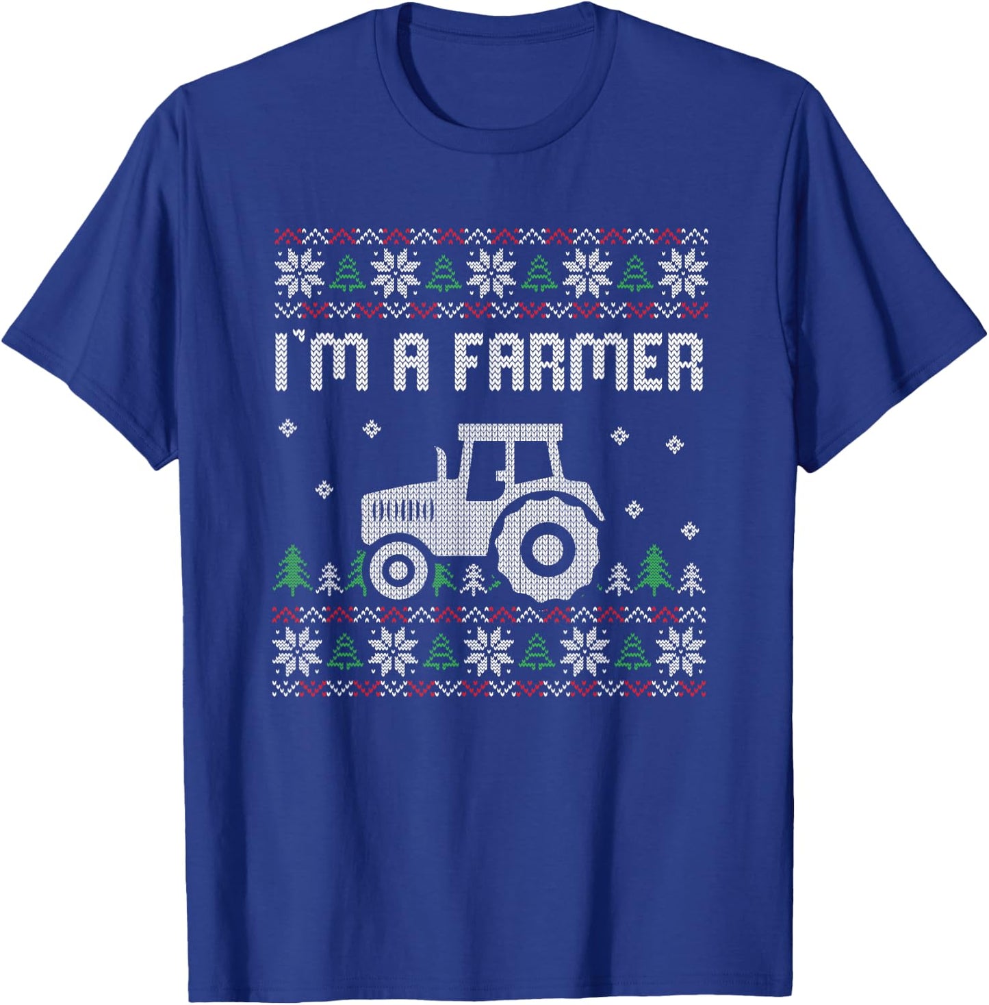 Im A Farmer Christmas Tractor Ugly X-Mas Pajama Farming T-Shirt - T-Shirt | Royal
