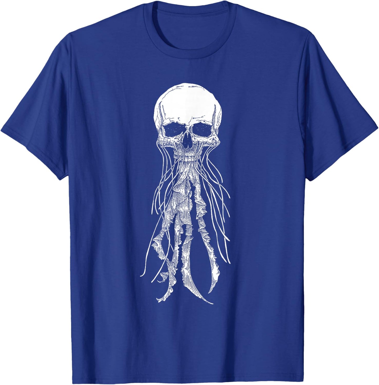 Skeleton Skull Scary jellyfish Halloween Rock n Roll T-Shirt - T-Shirt | Royal