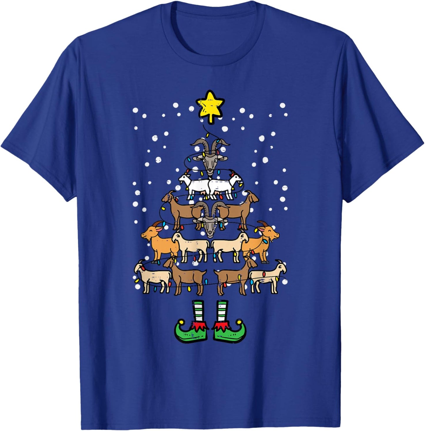 Goat Christmas Tree Xmas Farm Animal Farmer Men Women Kids T-Shirt - T-Shirt | Royal