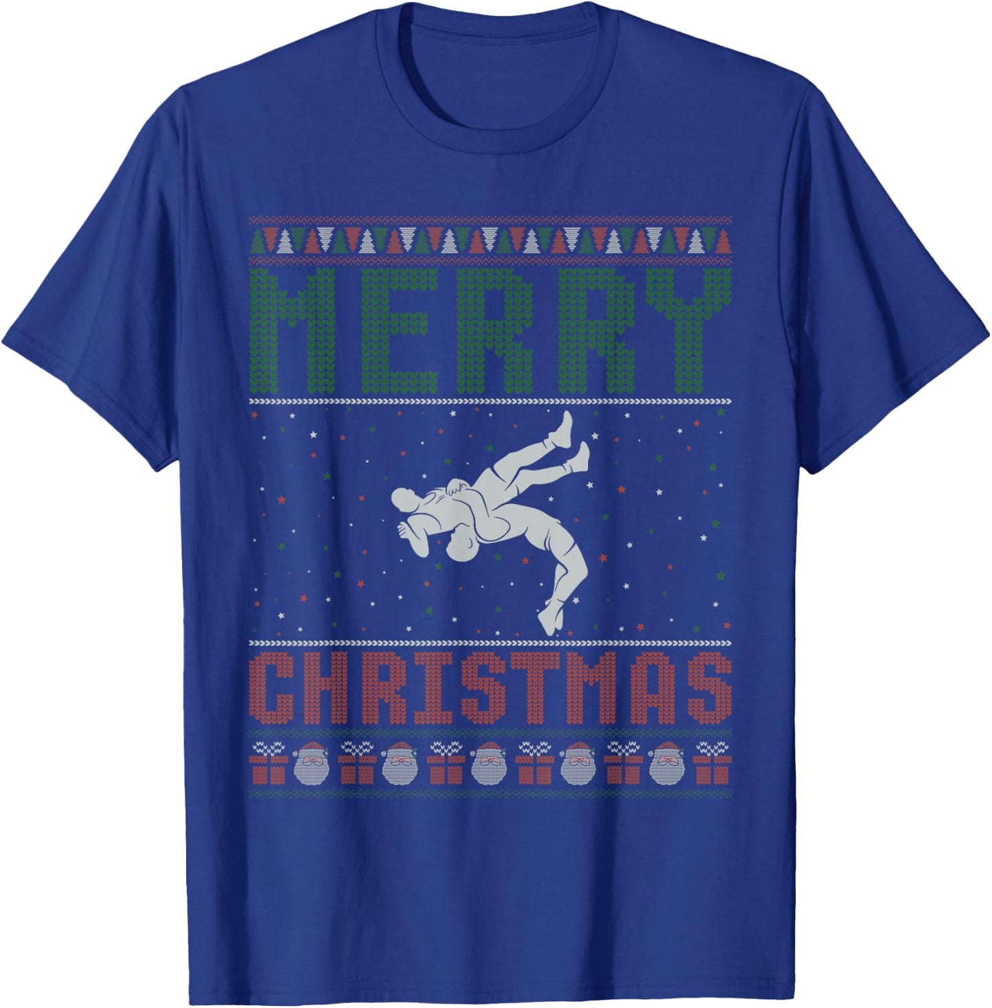 Wrestling Design Ugly Christmas Sweater Family Matching T-Shirt - T-Shirt | Royal