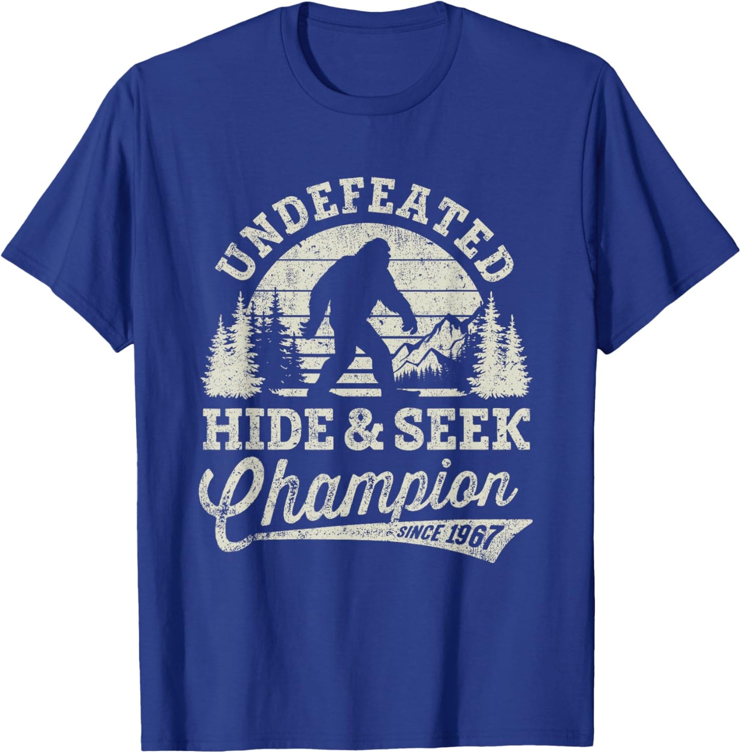 Bigfoot Undefeated Hide and Seek Champion Vintage T-Shirt - T-Shirt | Royal