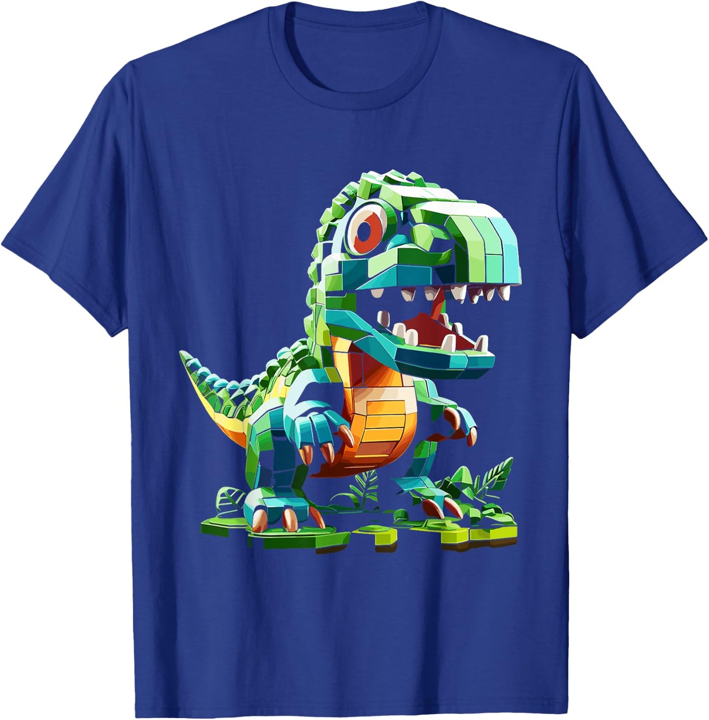 Master Builder Bricks Blocks Play Toys Dinosaur T-Shirt - T-Shirt | Royal