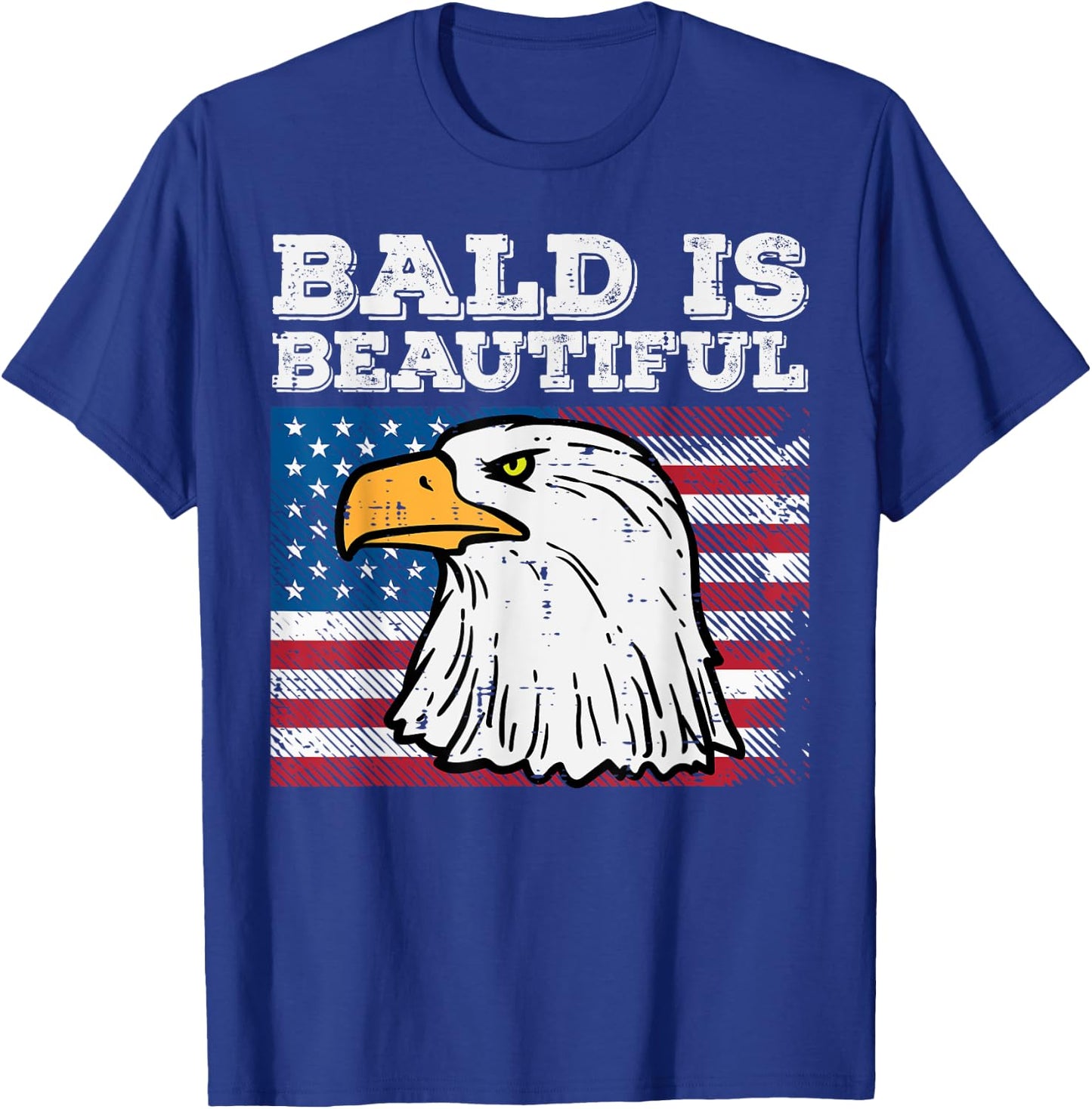 4th Of July Bald Is Beautiful Eagle Patriotic Men Women Kids T-Shirt - T-Shirt | Royal