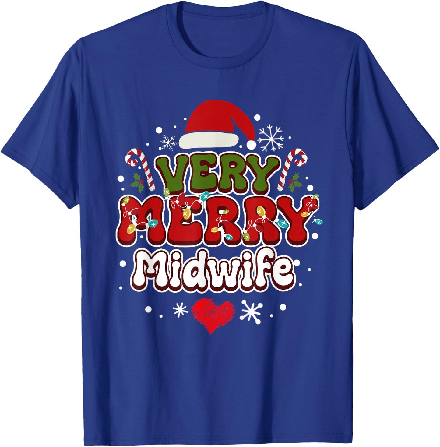 Groovy Christmas Shirt Very Merry Christmas Midwife T-Shirt - T-Shirt | Royal