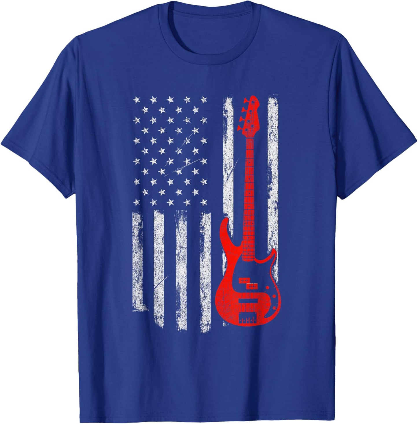 Bassist - USA American Flag Bass Guitar Player Musician T-Shirt - T-Shirt | Royal