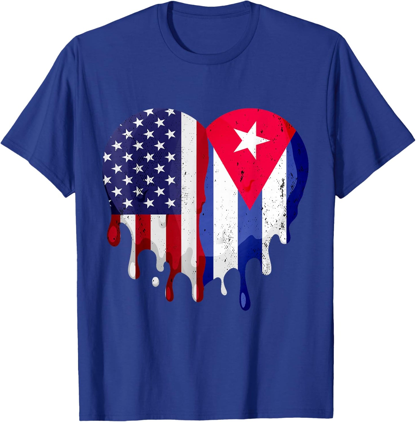 American Cuban Hispanic Heritage Month Cuba Flag Heart T-Shirt - T-Shirt | Royal