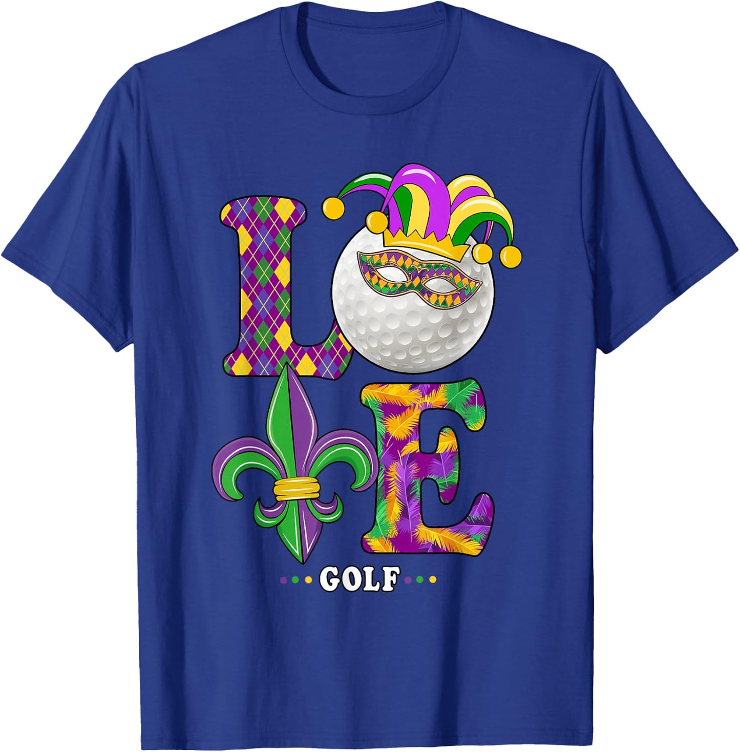 Love Golf Mardi Gras Costume Carnival Golf Lover T-Shirt - T-Shirt | Royal