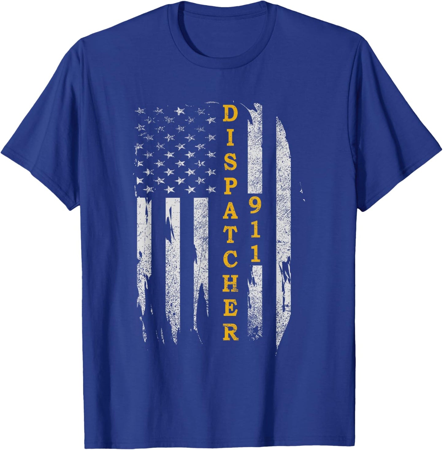 Thin Gold Line Flag American USA Patriotic 911 Dispatcher T-Shirt - T-Shirt | Royal