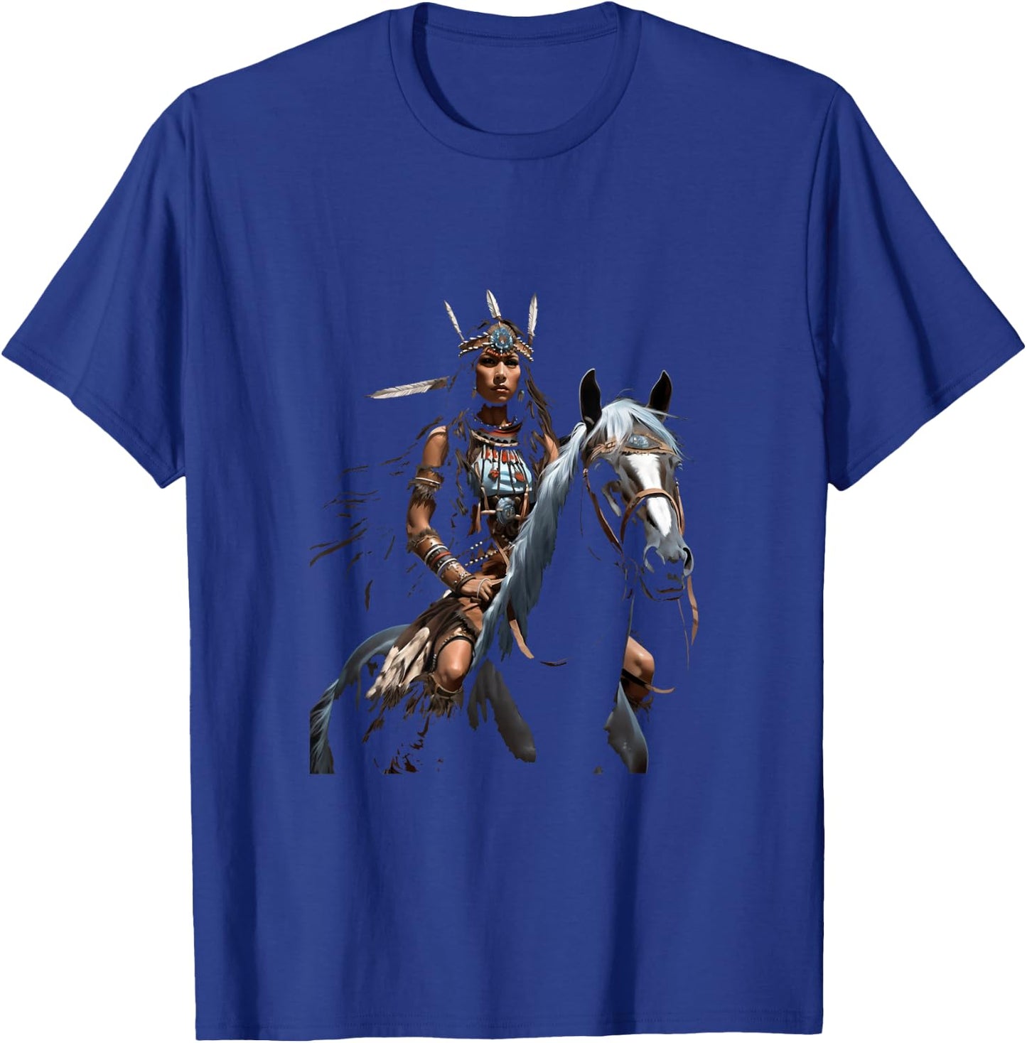 American Indian Warrior Horse T-Shirt - T-Shirt | Royal