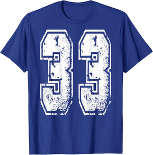 Number 33 Print On Back Of Shirt Number 33 Numbered T-Shirt - T-Shirt | Royal