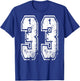 Number 33 Print On Back Of Shirt Number 33 Numbered T-Shirt - T-Shirt | Royal