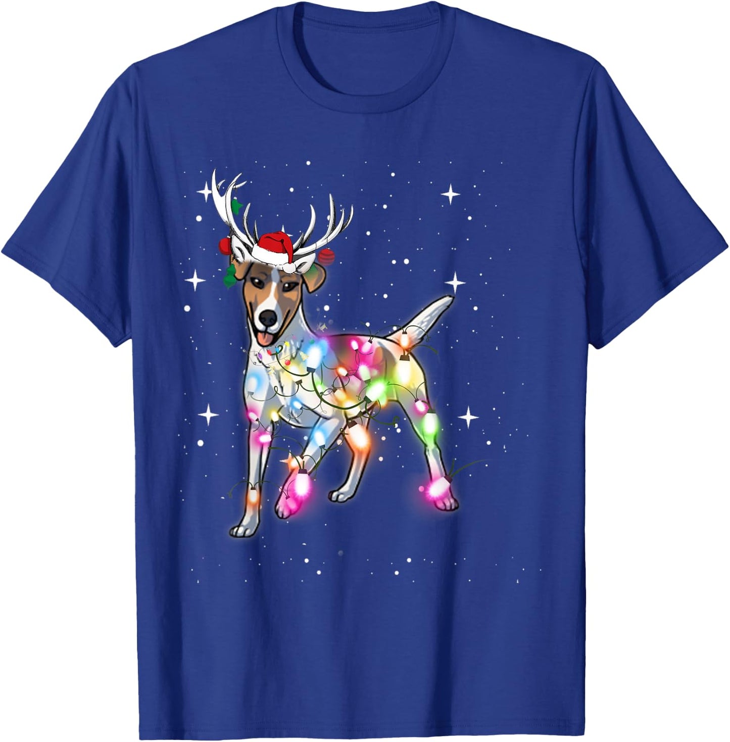 Smooth Fox Terrier Christmas Lights Pajama Funny Dog T-Shirt - T-Shirt | Royal