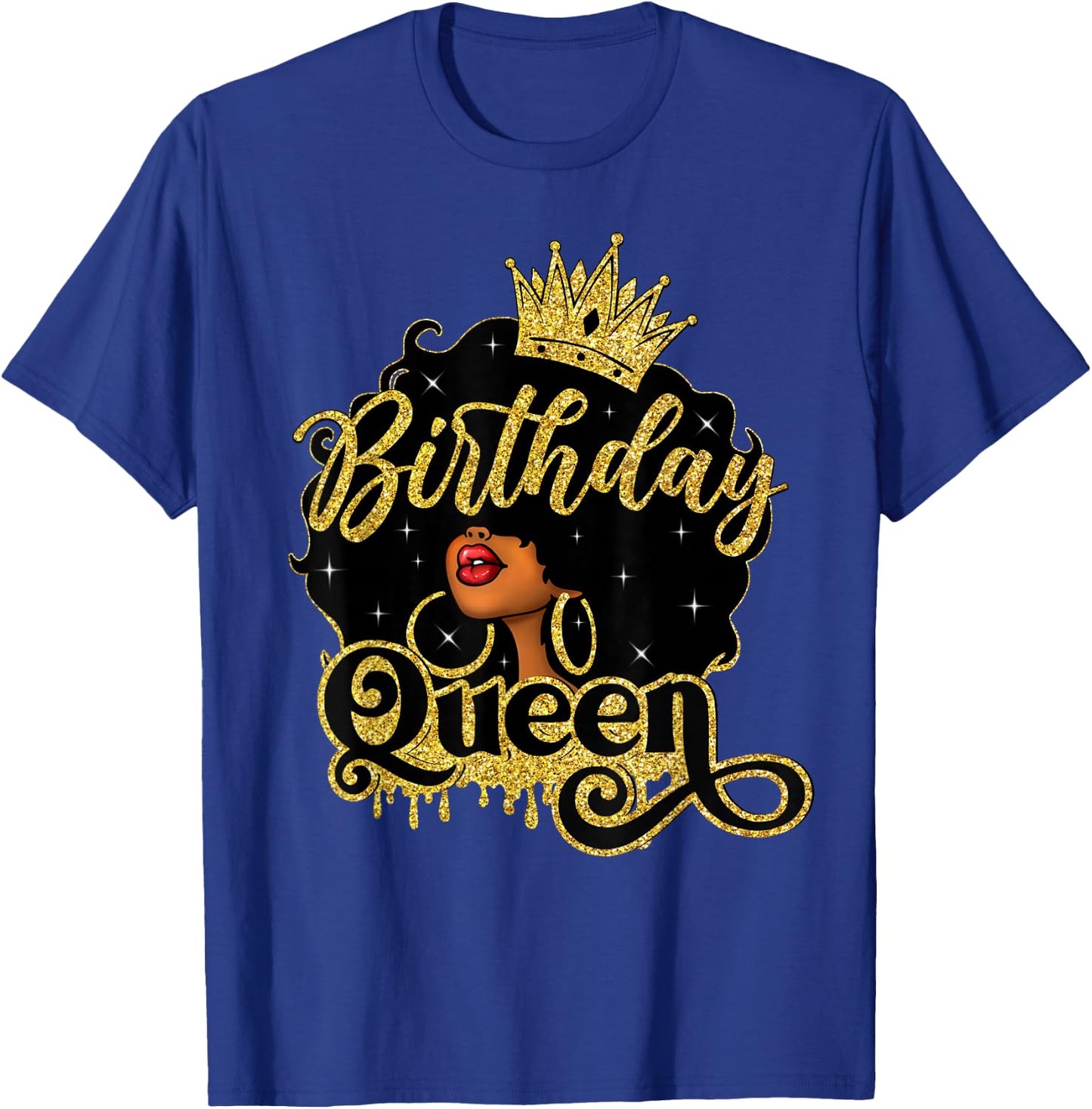 Birthday Afro Women Girls African American Black Queen T-Shirt - T-Shirt | Royal