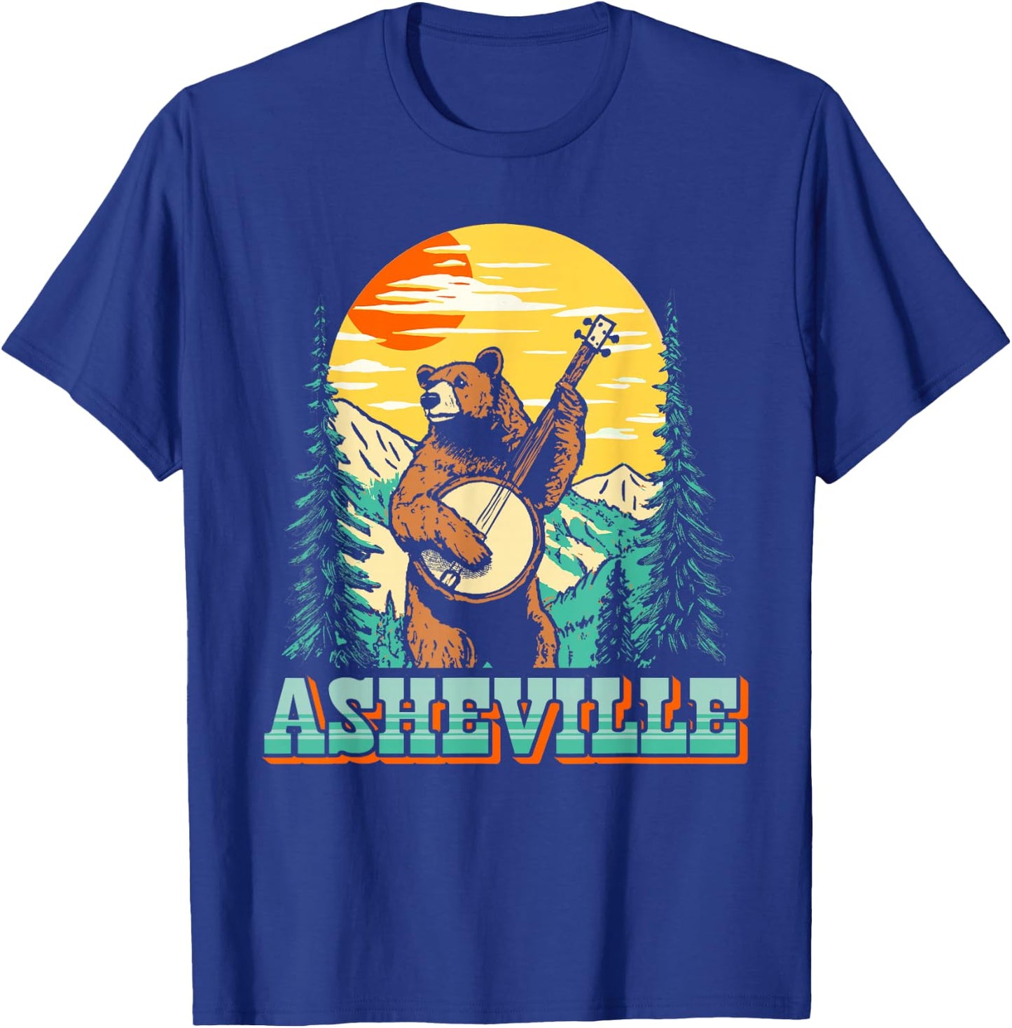 Asheville North Carolina Banjo Bear Vintage Nature T-Shirt - T-Shirt | Royal