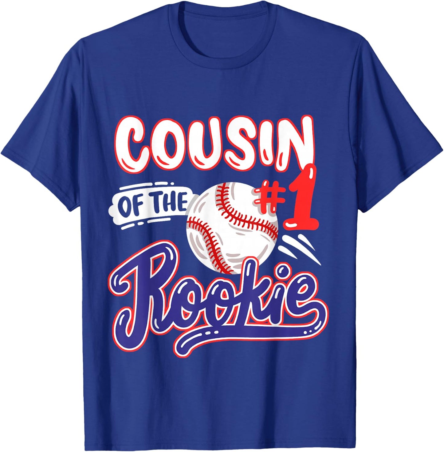 Cousin of Rookie 1st Baseball Birthday Party Theme Matching T-Shirt - T-Shirt | Royal