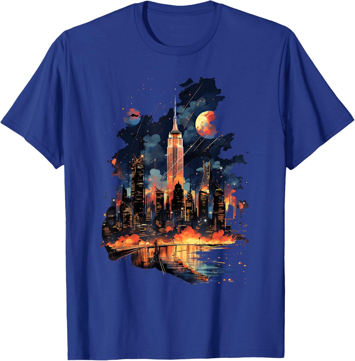 New York City Downtown Skyline Statue of Liberty NYC T-Shirt - T-Shirt | Royal