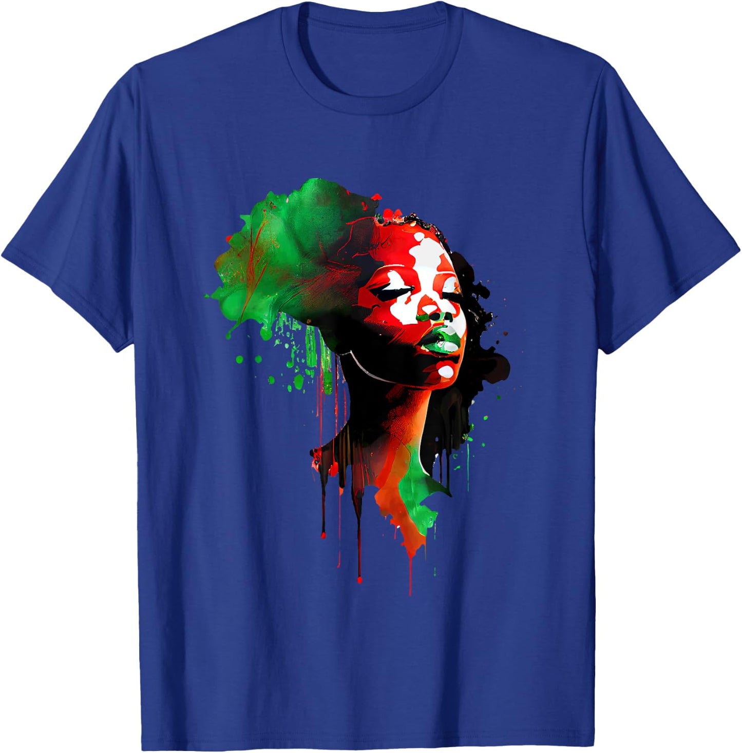Young Black King Afro Melanin Boy Colour Dripping T-Shirt - T-Shirt | Royal