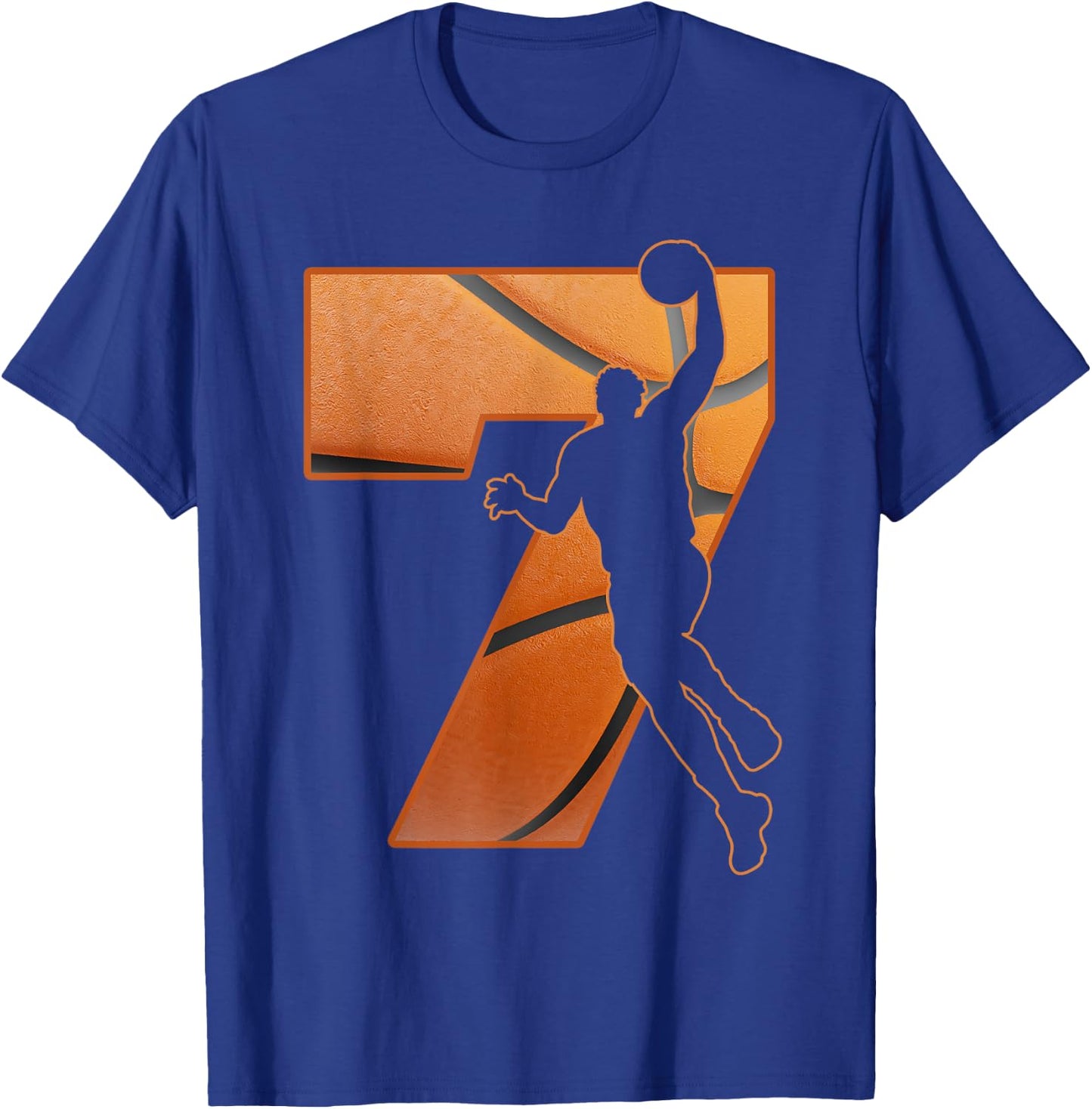 7 Year Old 7th Basketball Birthday PartyTheme Boys Girls T-Shirt - T-Shirt | Royal